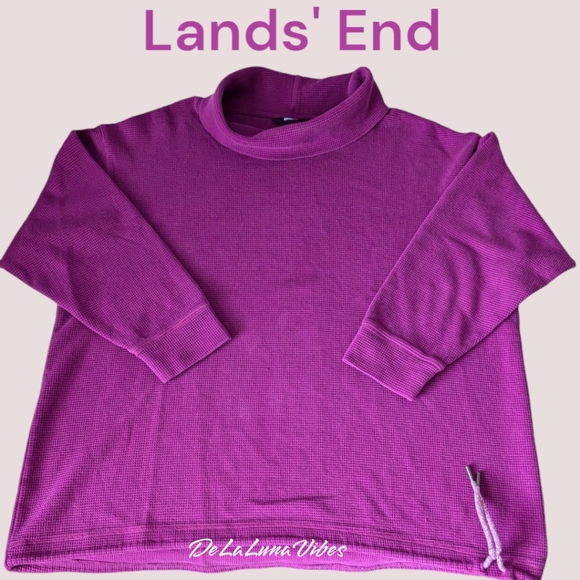 Lands' End Magenta Turtle Neck w/Drawstring at Bottom Activewear Sweatshirt EUC - Picture 7 of 7